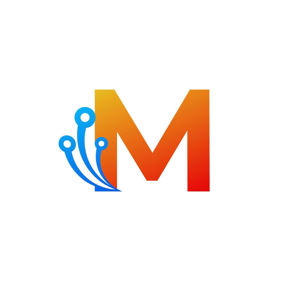 beginletter m technologie logo ontwerpsjabloon element vector