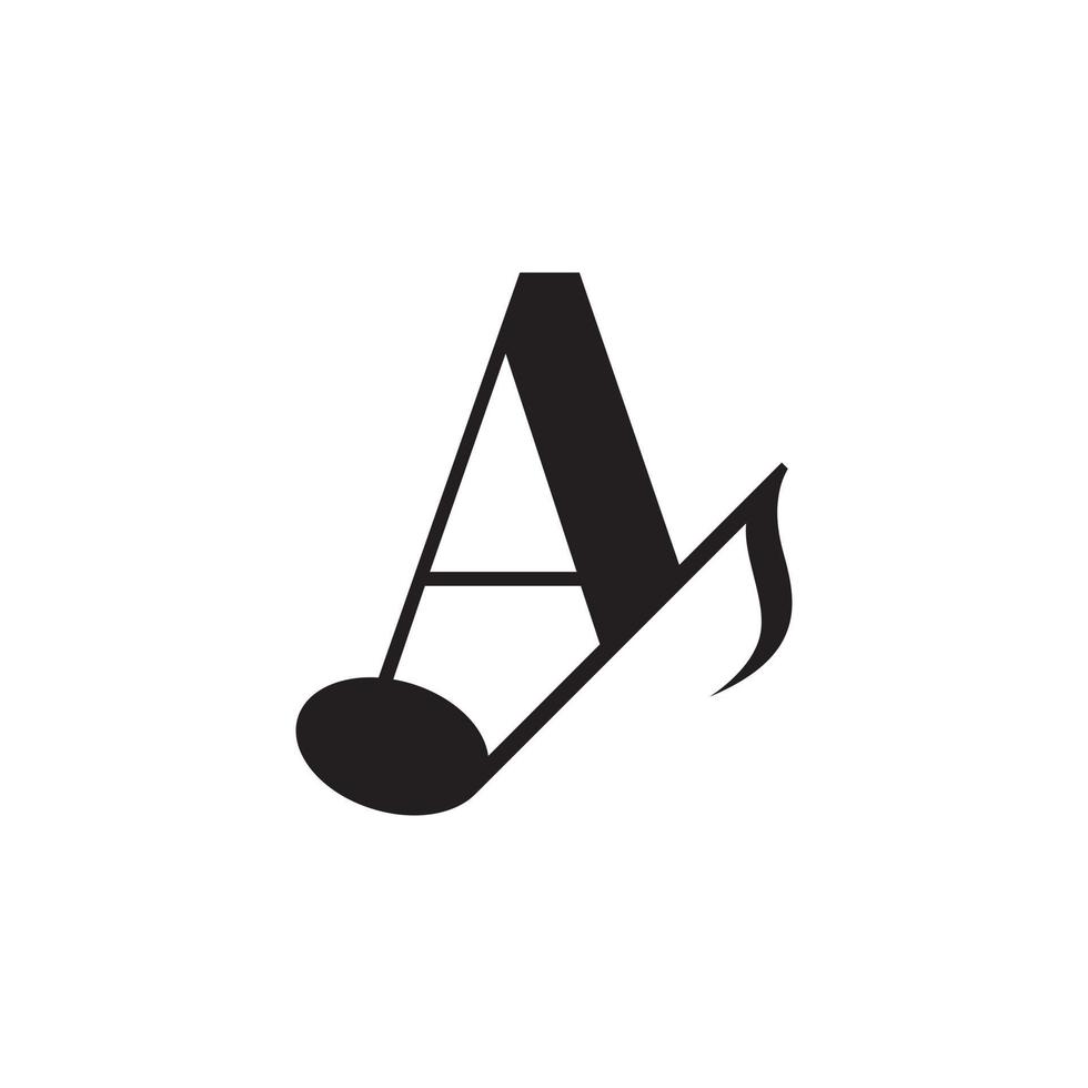 letter a met muziek keynote logo ontwerpelement. bruikbaar voor bedrijfs-, musical-, entertainment-, platen- en orkestlogo's vector