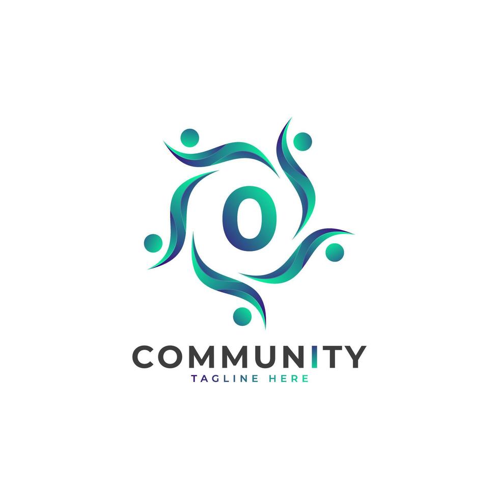 gemeenschap nummer 0 verbindende mensen logo. kleurrijke geometrische vorm. platte vector logo-ontwerpsjabloon sjabloon.