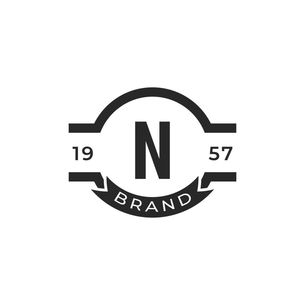 vintage insigne letter n logo-ontwerpelement sjabloon. geschikt voor identiteit, label, badge, café, hotel icoon vector