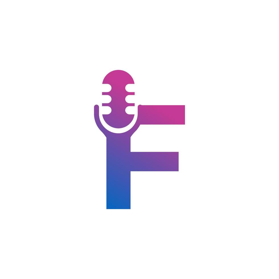 letter f podcast record logo. alfabet met microfoon pictogram vectorillustratie vector