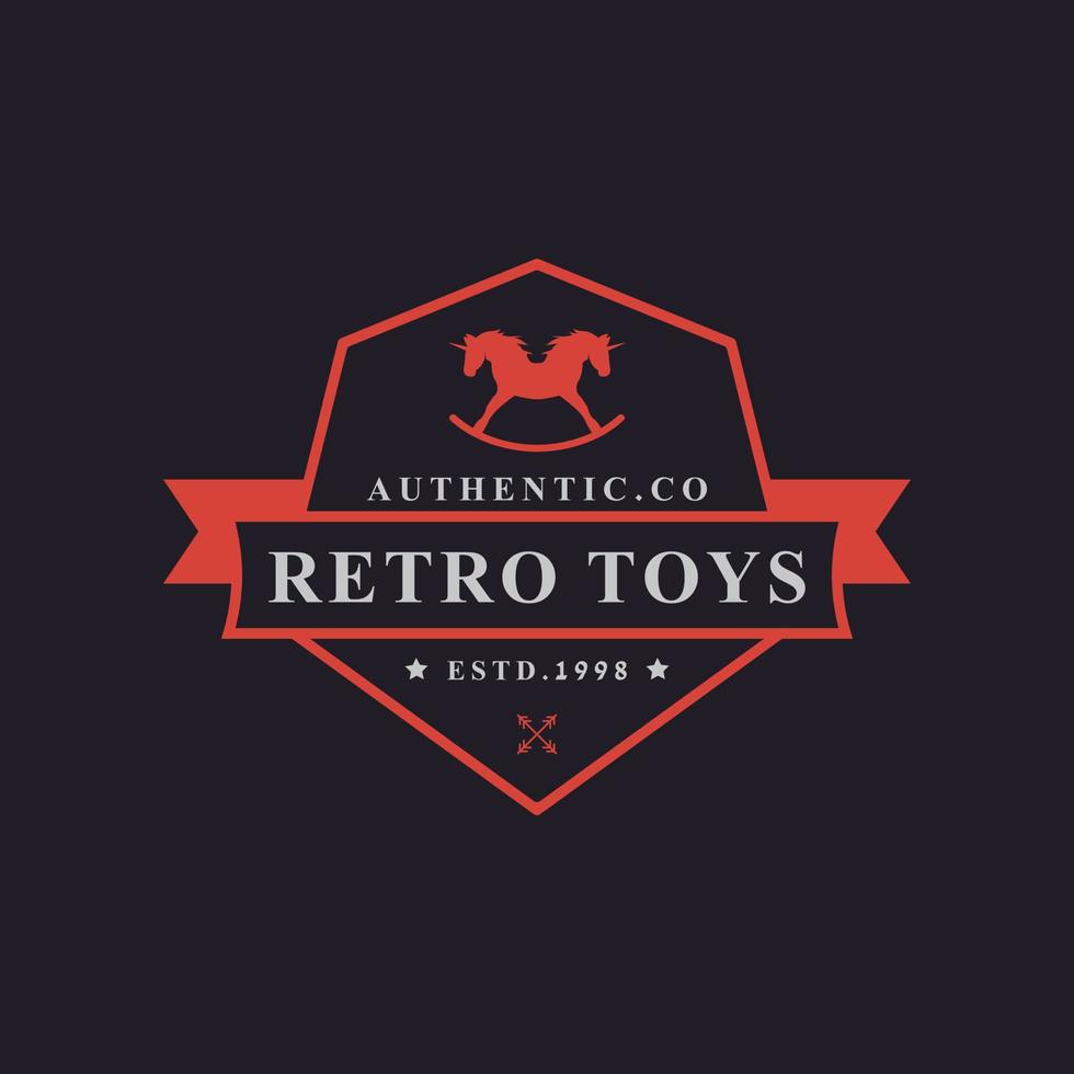 vintage retro-badge voor speelgoed en souvenir-logo-ontwerpsjabloonelement vector