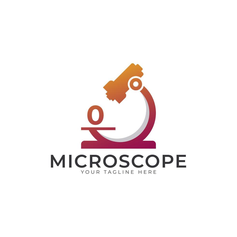 laboratorium logo. nummer 0 Microscoop logo-ontwerpelement sjabloon. vector
