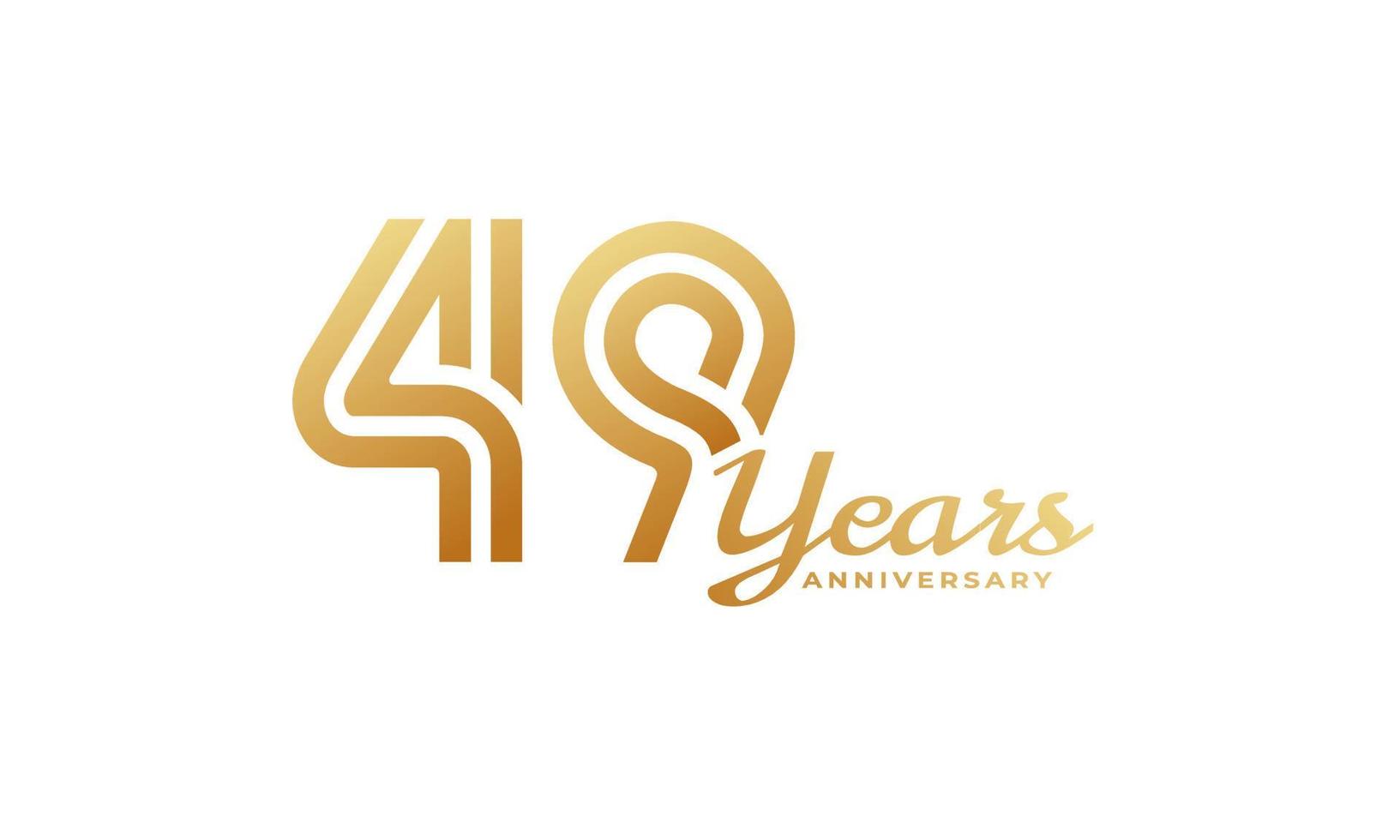 49-jarig jubileumfeest met handschrift gouden kleur voor feestgebeurtenis, bruiloft, wenskaart en uitnodiging geïsoleerd op een witte achtergrond vector