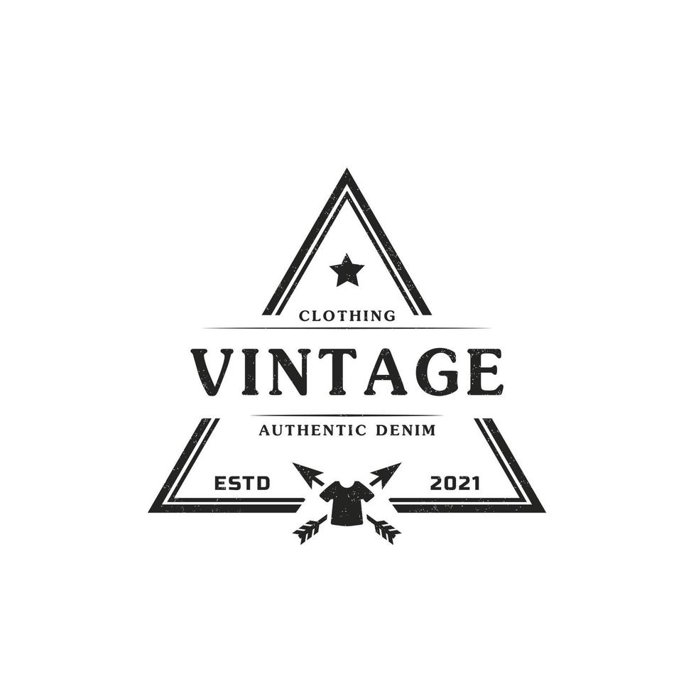 klassiek vintage retro label badge voor kleding kleding driehoek logo embleem ontwerp sjabloon element vector