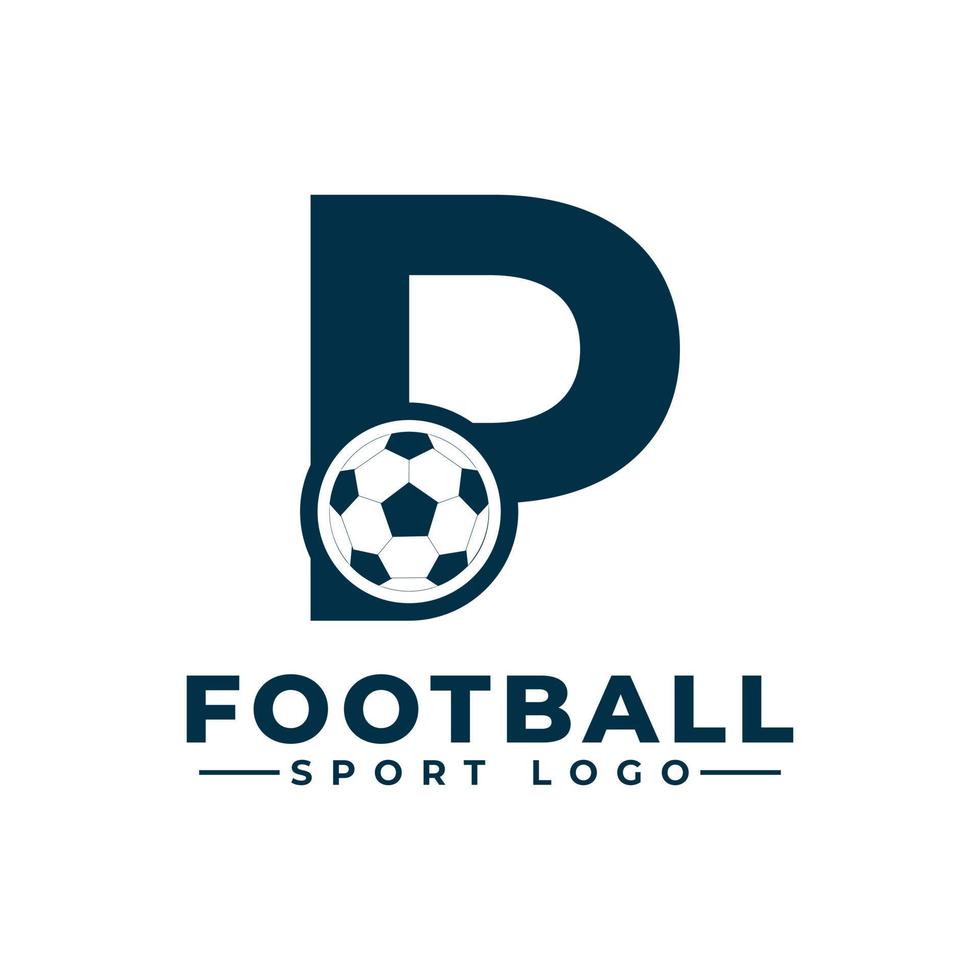 letter p met voetbal logo-ontwerp. vectorontwerpsjabloonelementen voor sportteam of huisstijl. vector