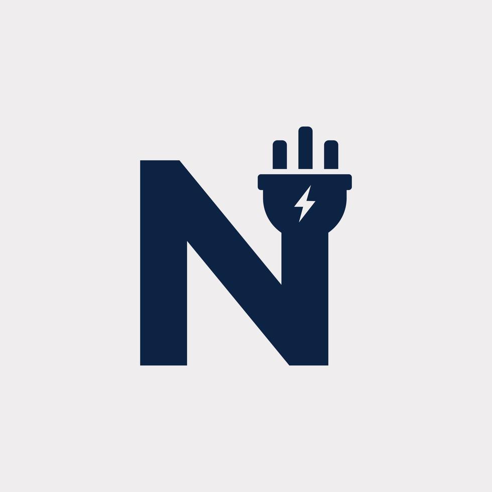 eerste letter n elektrisch pictogram logo ontwerpelement. eps10 vector