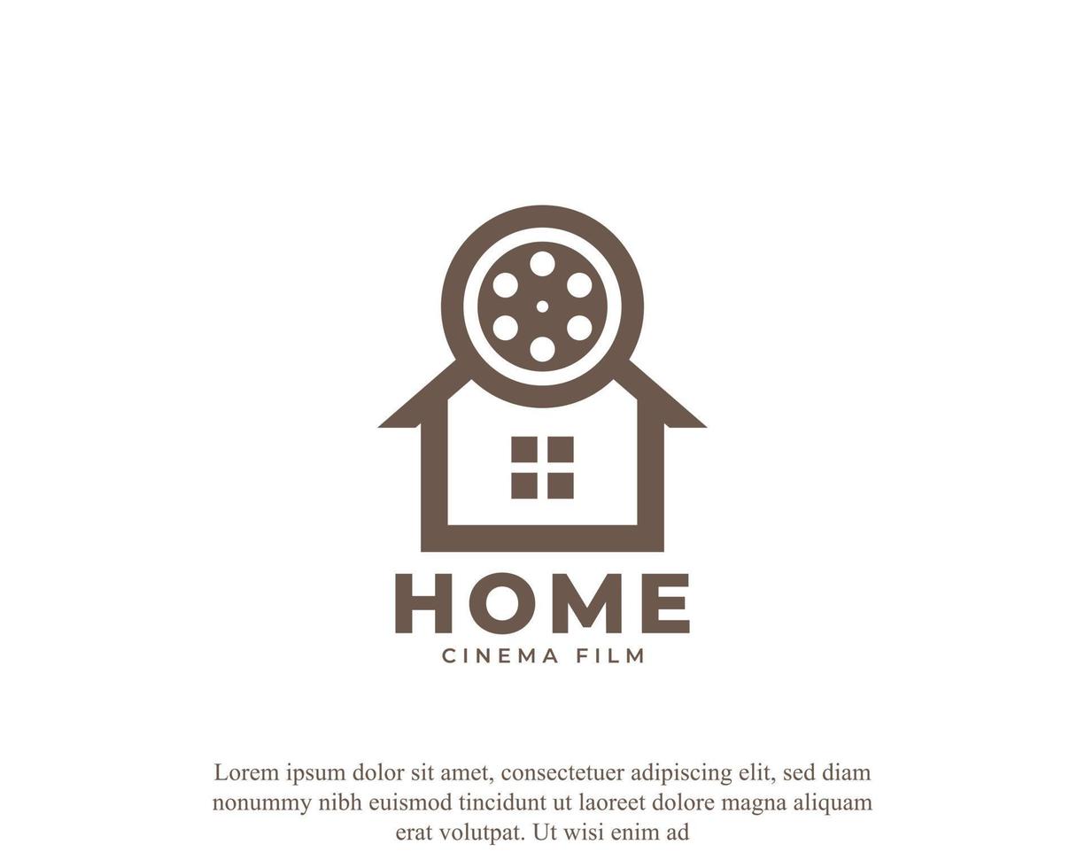onroerend goed bioscoop icoon. logo-combinatie van huis- en filmstrepen voor ontwerpsjabloonelement voor filmproductie vector