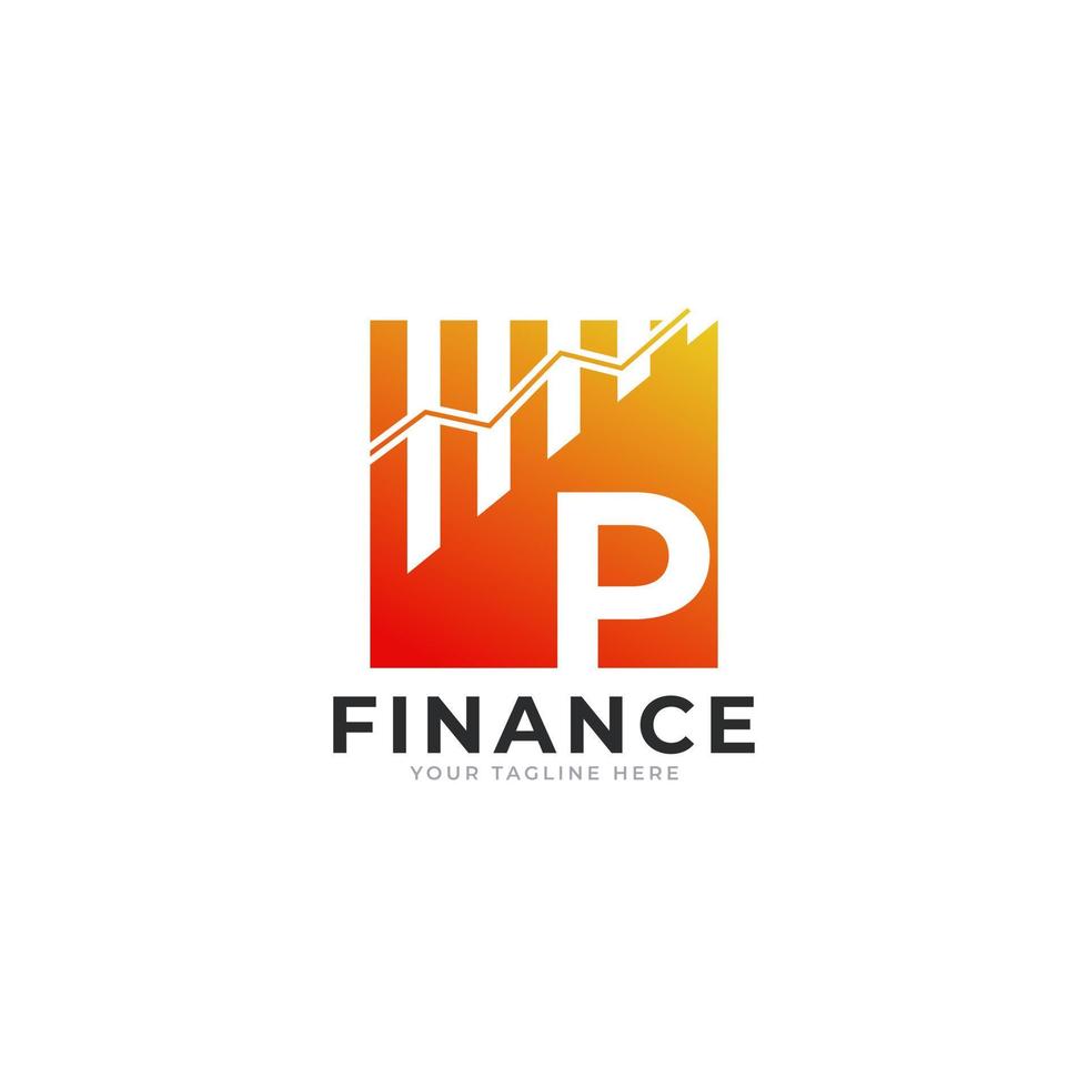 beginletter p grafiek bar financiën logo ontwerp inspiratie vector