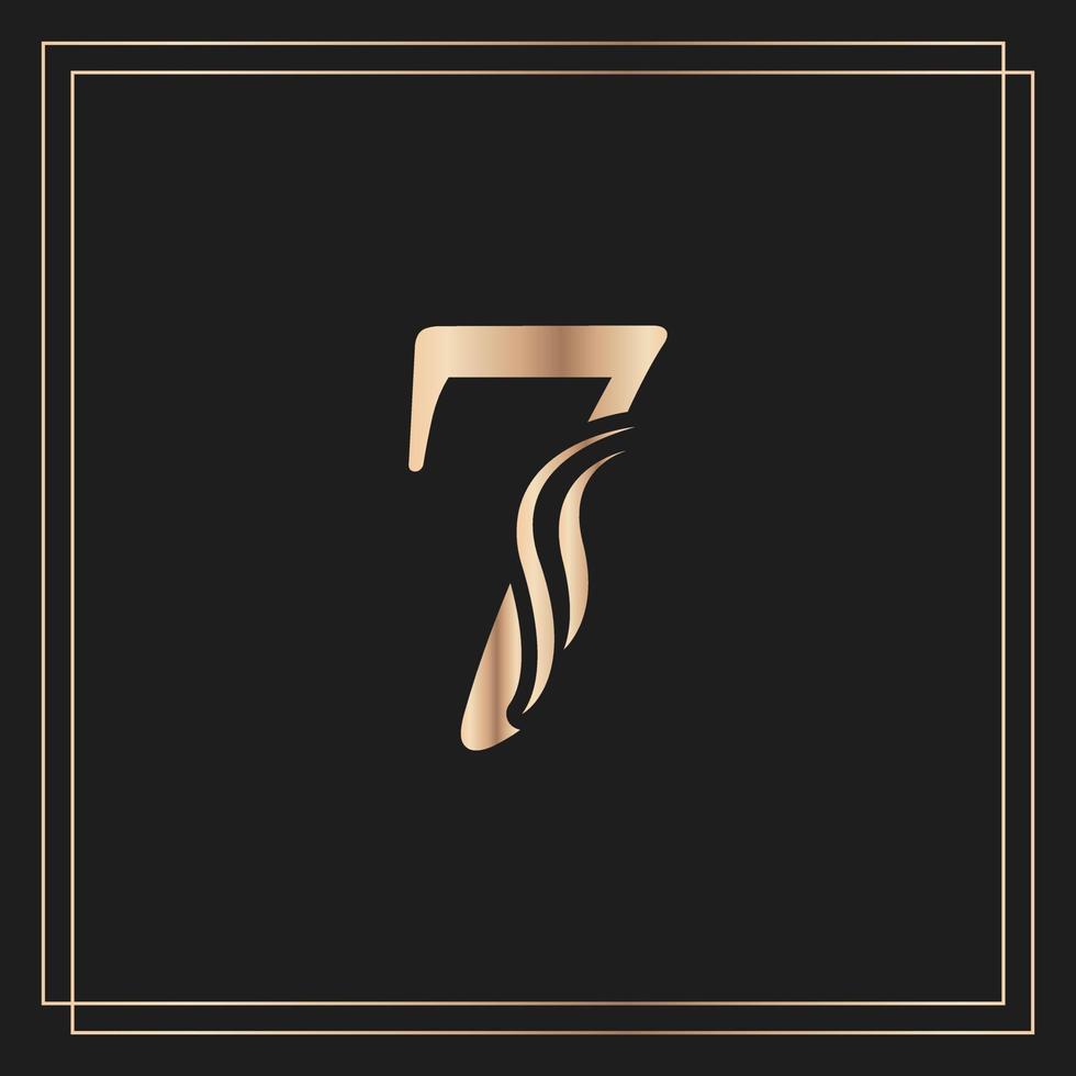 elegant nummer 7 sierlijk koninklijk kalligrafisch mooi logo. vintage goud getekend embleem voor boekontwerp, merknaam, visitekaartje, restaurant, boetiek of hotel vector