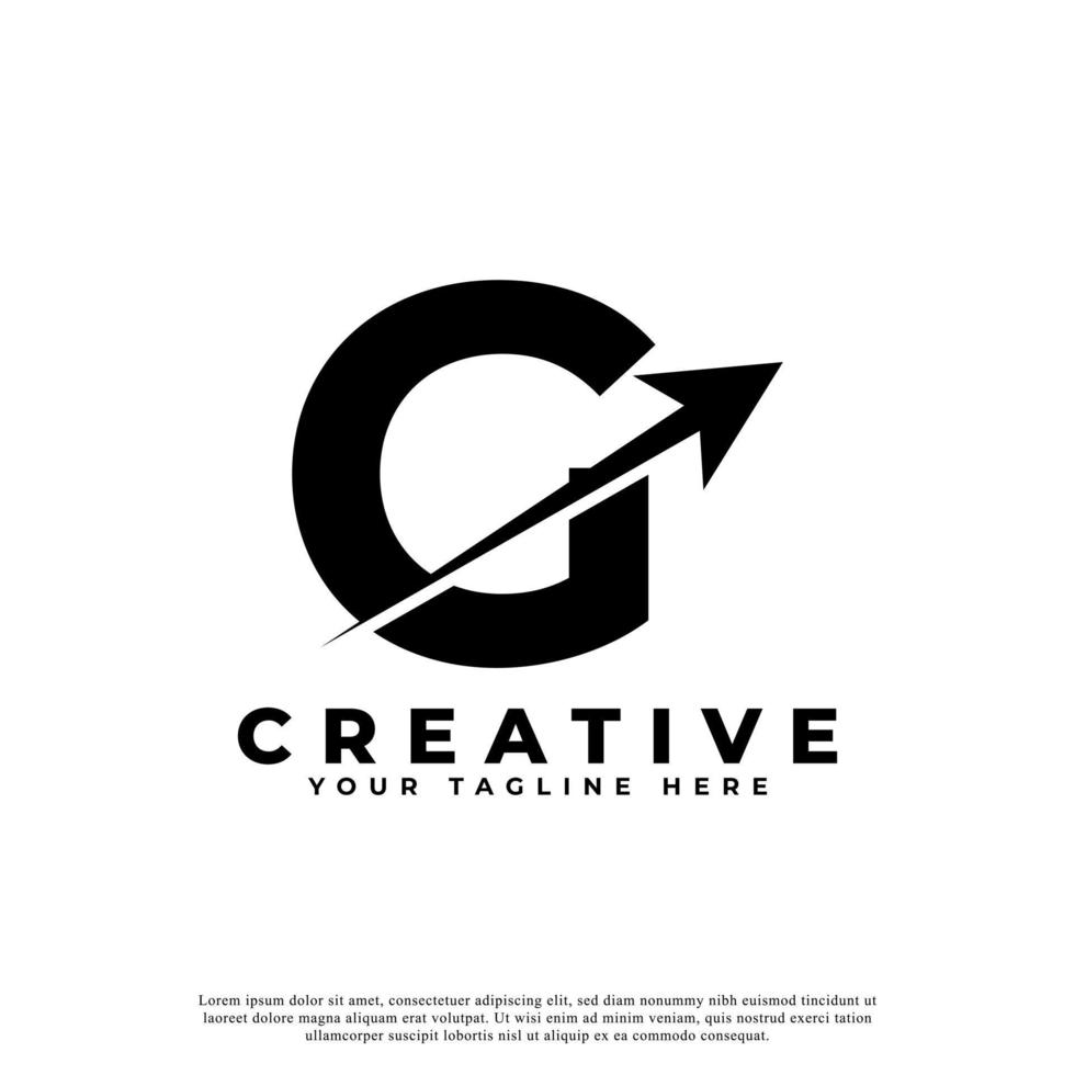 eerste letter g artistieke creatieve pijl omhoog vorm logo. bruikbaar voor bedrijfs- en merklogo's. vector