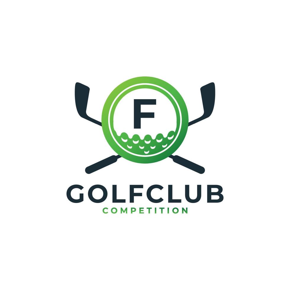 golfsport-logo. letter f voor golf logo vector ontwerpsjabloon. eps10 vector
