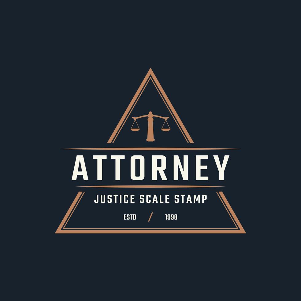 rustiek vintage retro label badge embleem justitie schaal stempel voor advocaat logo ontwerp inspiratie vector