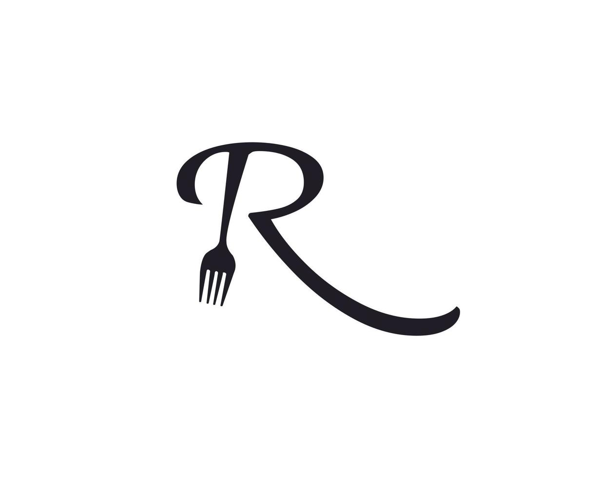 abstracte illustratie letter r combineren lepel vork voor restaurant logo ontwerp inspiratie vector
