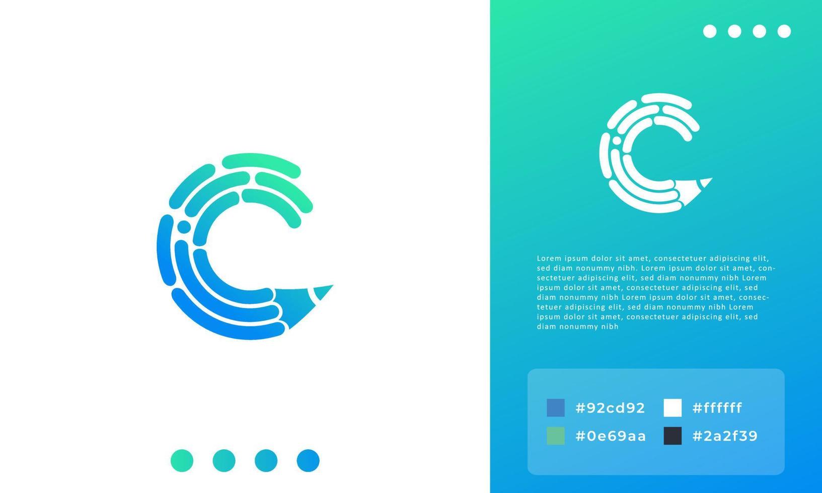 creatieve tech potlood letter c logo ontwerpsjabloon element vector
