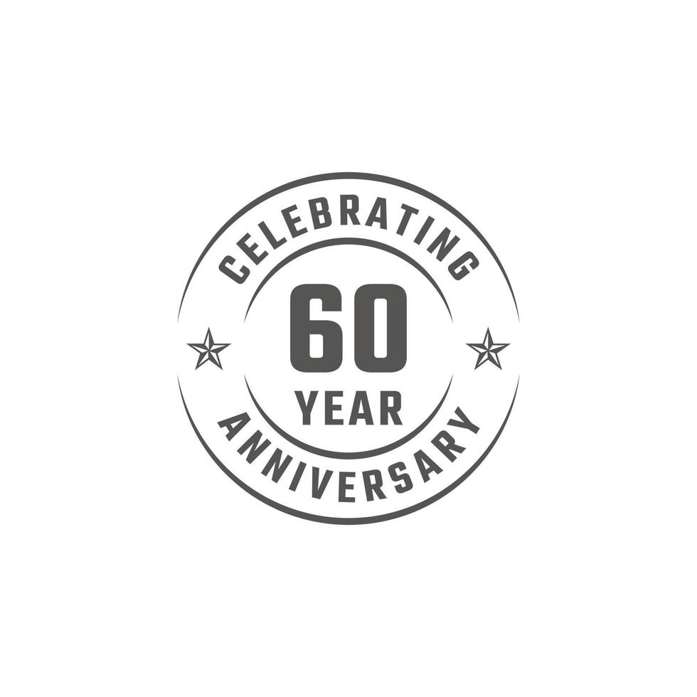 60-jarig jubileum embleem badge met grijze kleur voor feest, bruiloft, wenskaart en uitnodiging geïsoleerd op een witte achtergrond vector