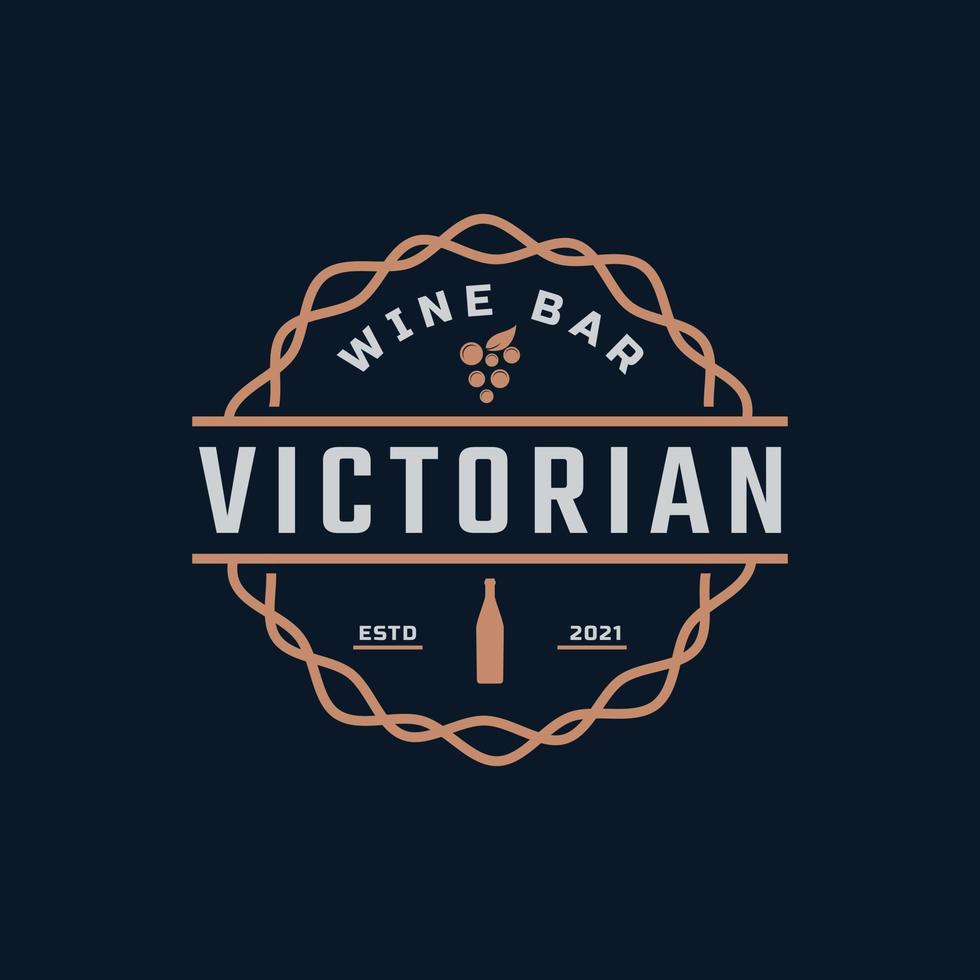 luxe vintage retro label badge embleem bloemen victoriaans wijnfles glas bar drank logo ontwerp inspiratie vector