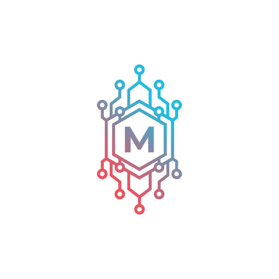technologie eerste letter m logo-ontwerpelement sjabloon. vector