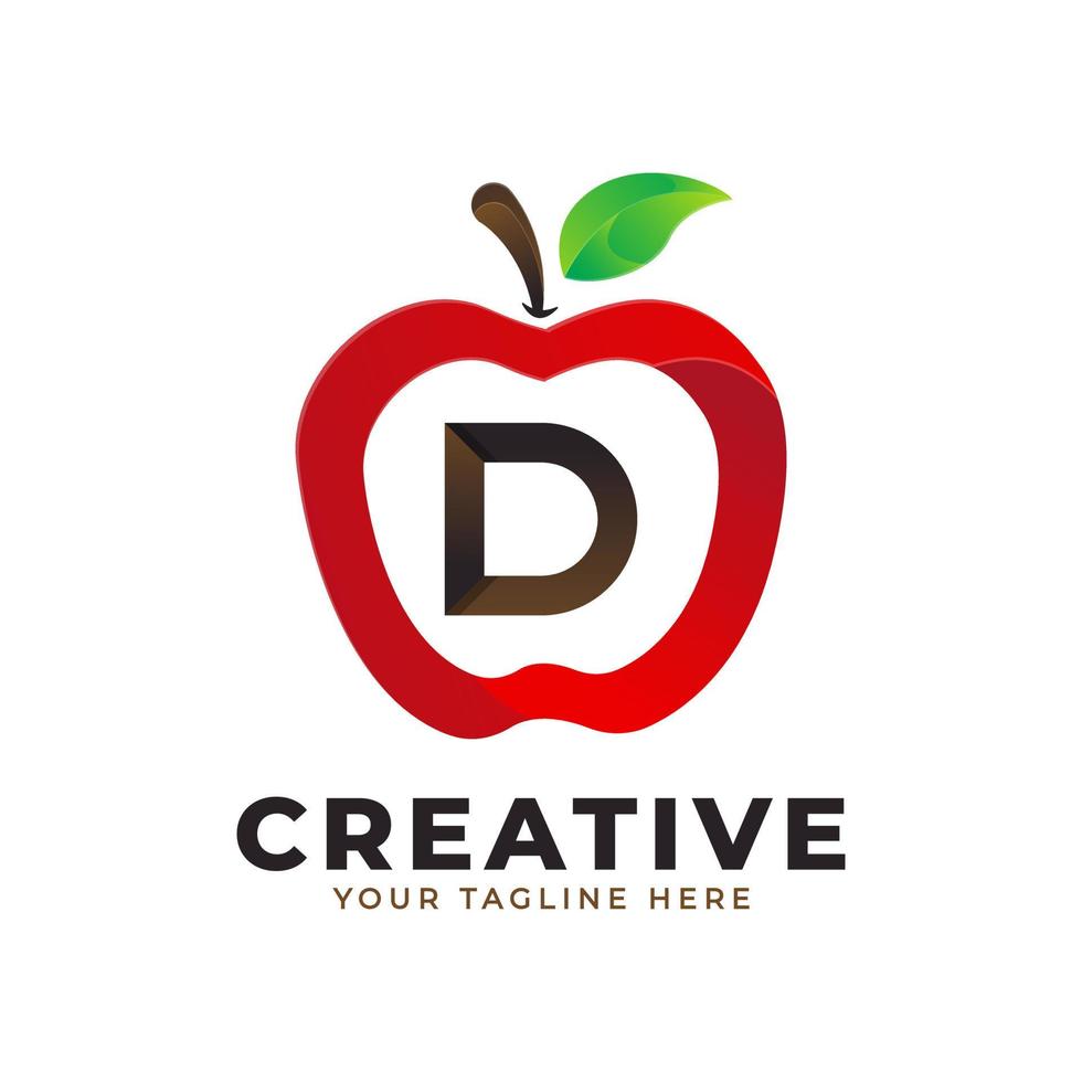 letter d-logo in vers appelfruit met moderne stijl. merk identiteit logo's ontwerpen vector illustratie sjabloon