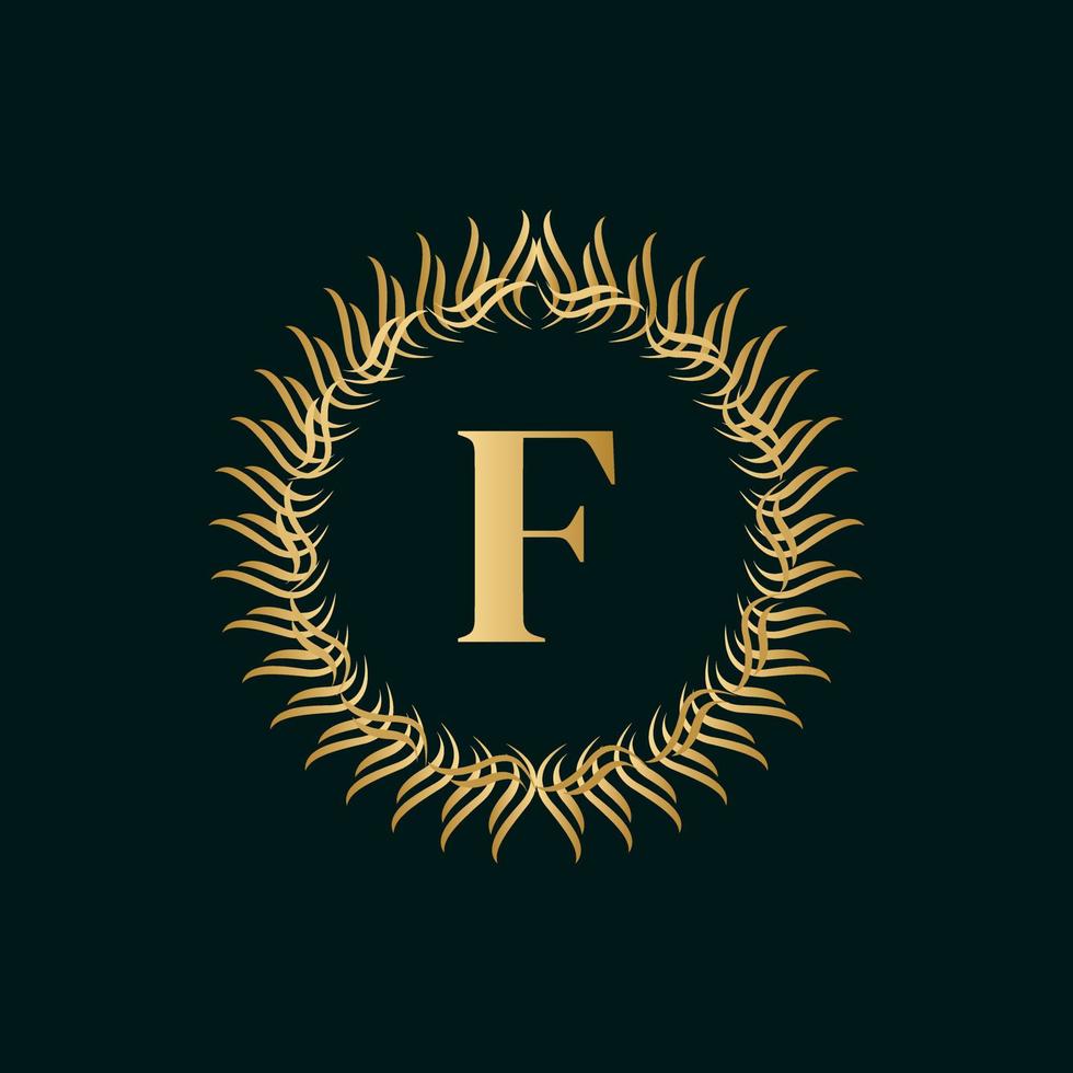 embleem letter f weven cirkel monogram sierlijke sjabloon. eenvoudig logo-ontwerp voor luxe embleem, royalty, visitekaartje, boetiek, hotel, heraldisch. kalligrafische vintage rand. vector illustratie