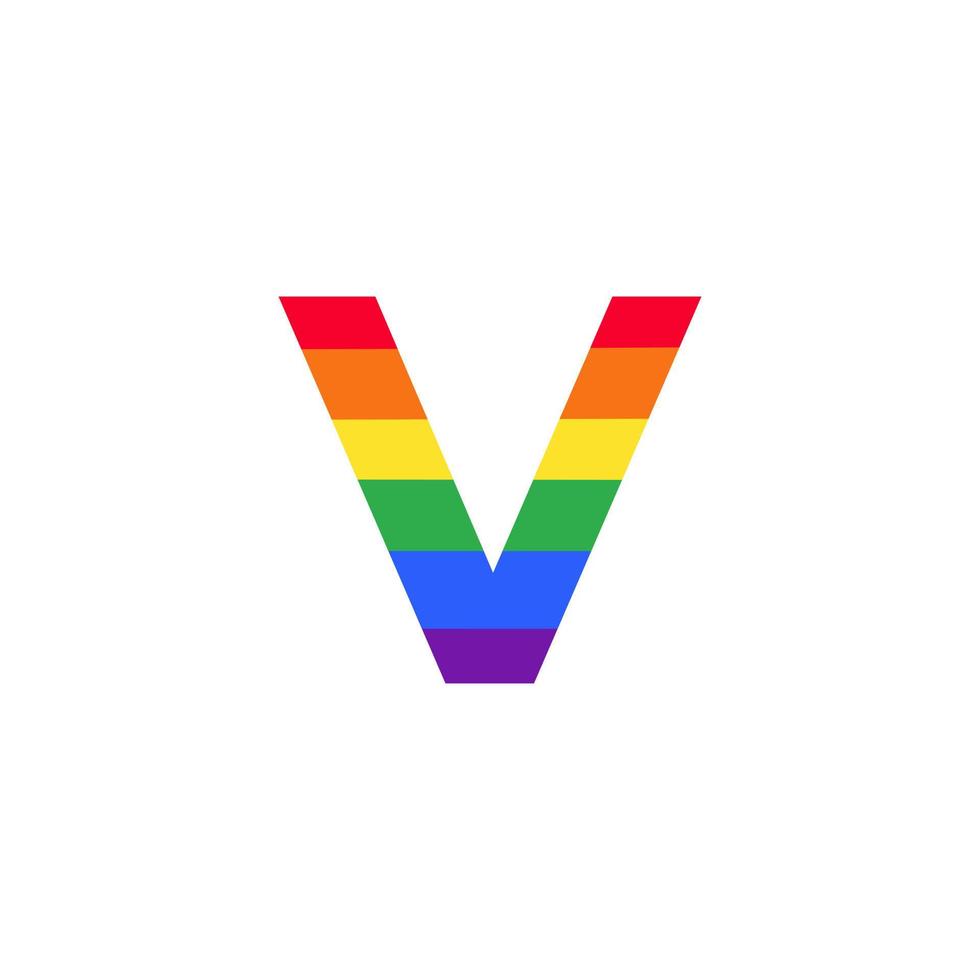 letter v gekleurd in regenboogkleuren logo-ontwerpinspiratie voor lgbt-concept vector