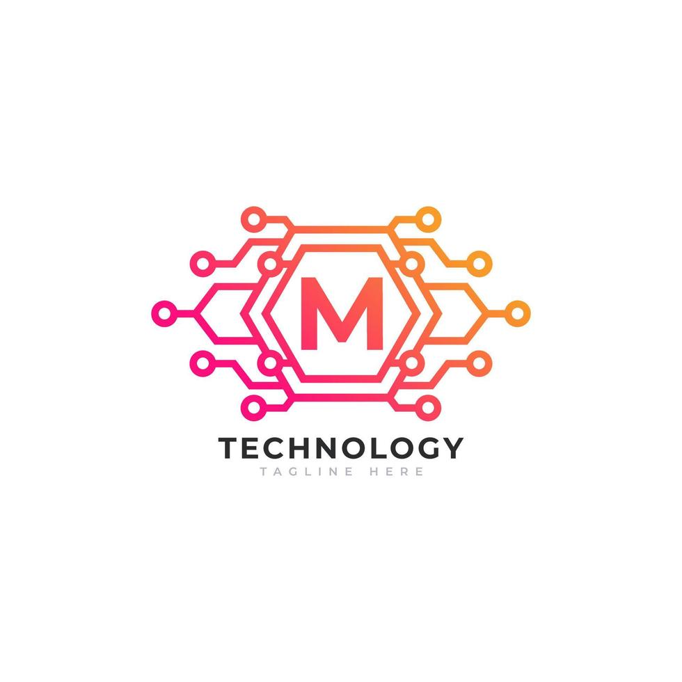 technologie eerste letter m logo-ontwerpelement sjabloon. vector