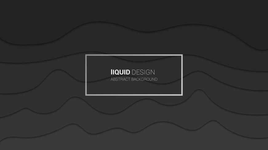 Abstract liqiud multi-lagen 3d ontwerp. Dynamisch donkergrijs coloresconceptontwerp of stromende vloeibare illustratie voor websitemalplaatje. Papercut. vector
