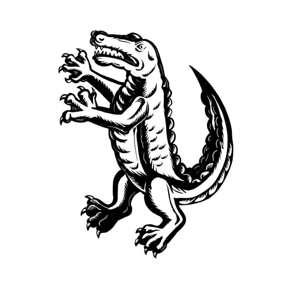 alligator staand scraperboard vector