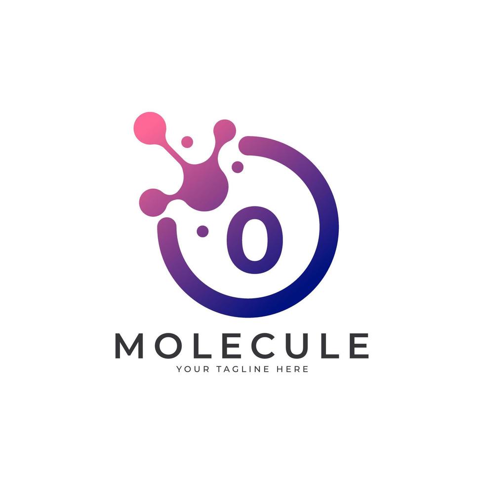 medisch embleem. nummer 0 molecuul logo-ontwerpelement sjabloon. vector