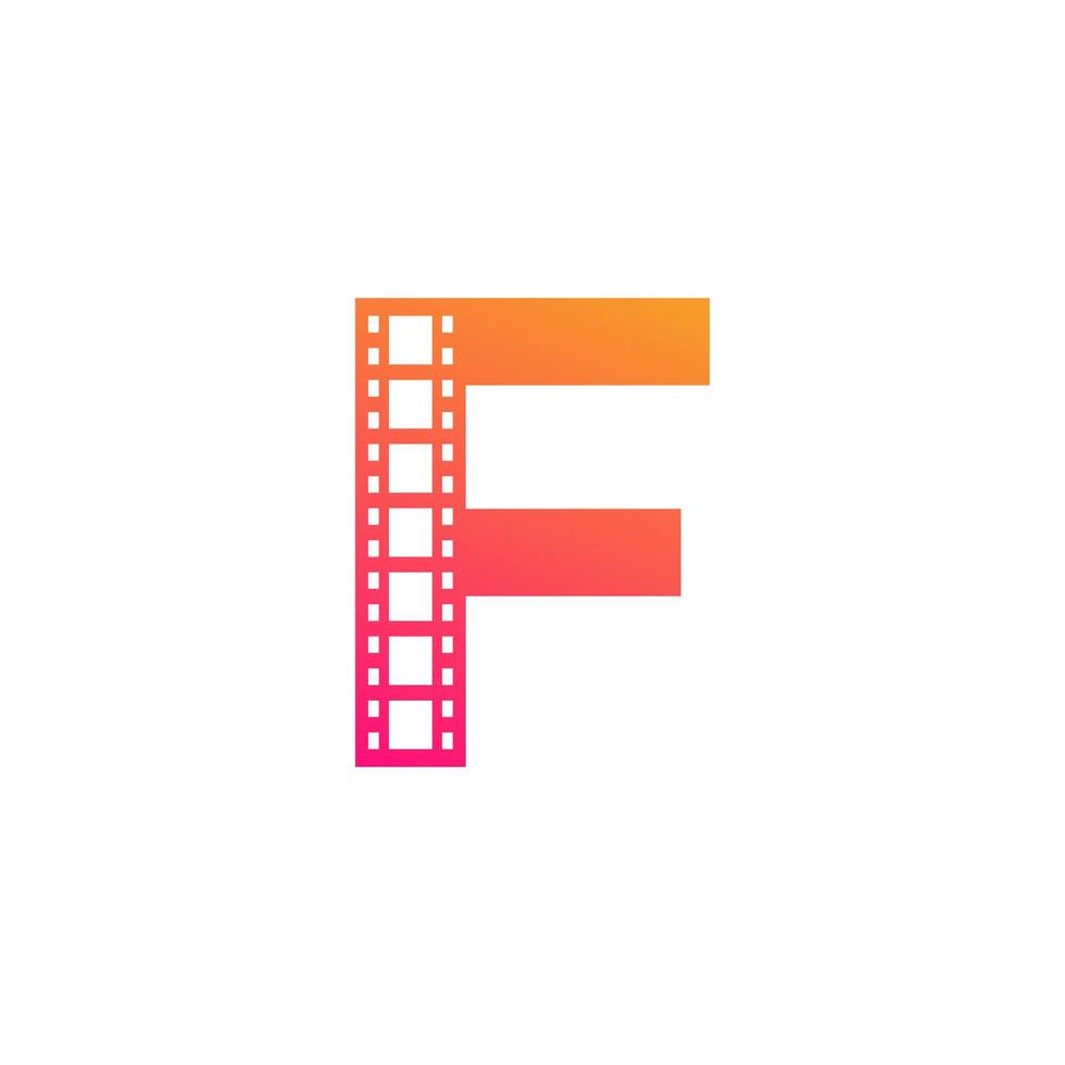 beginletter f met reel strepen filmstrip voor film film bioscoop productie studio logo inspiratie vector