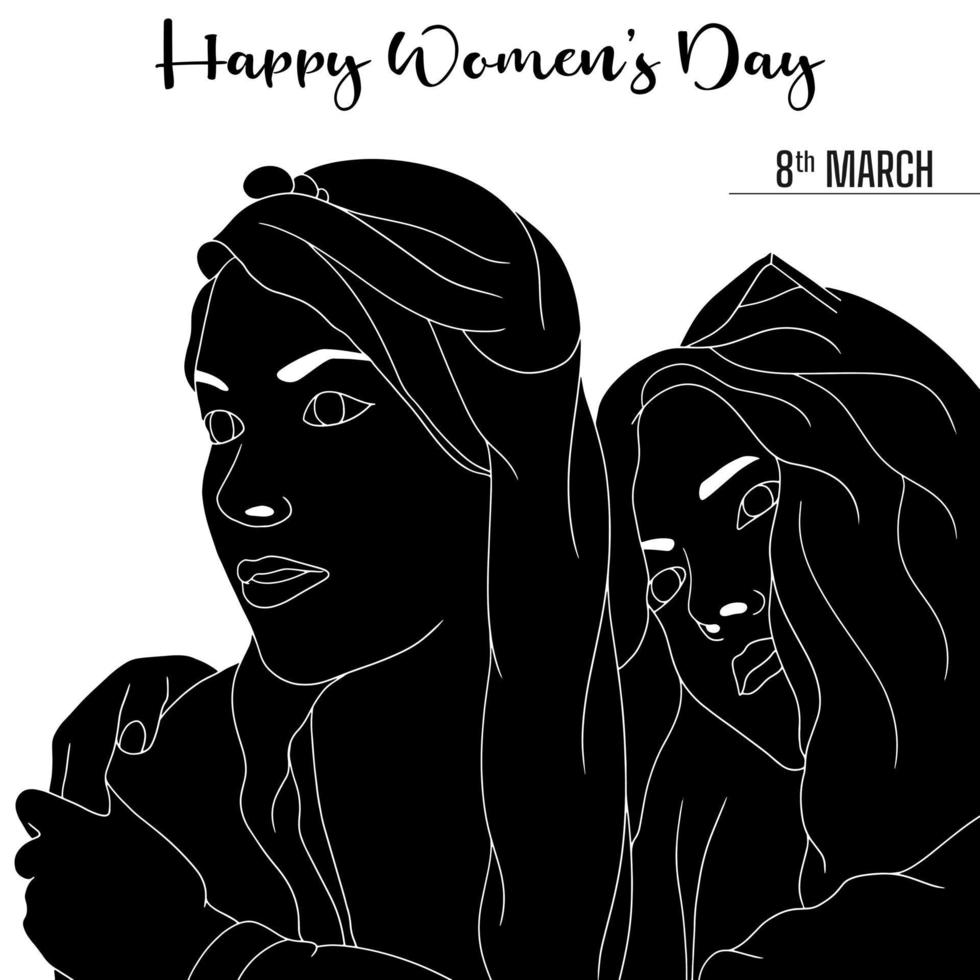 happy women's day karakter silhouet op witte achtergrond. vector