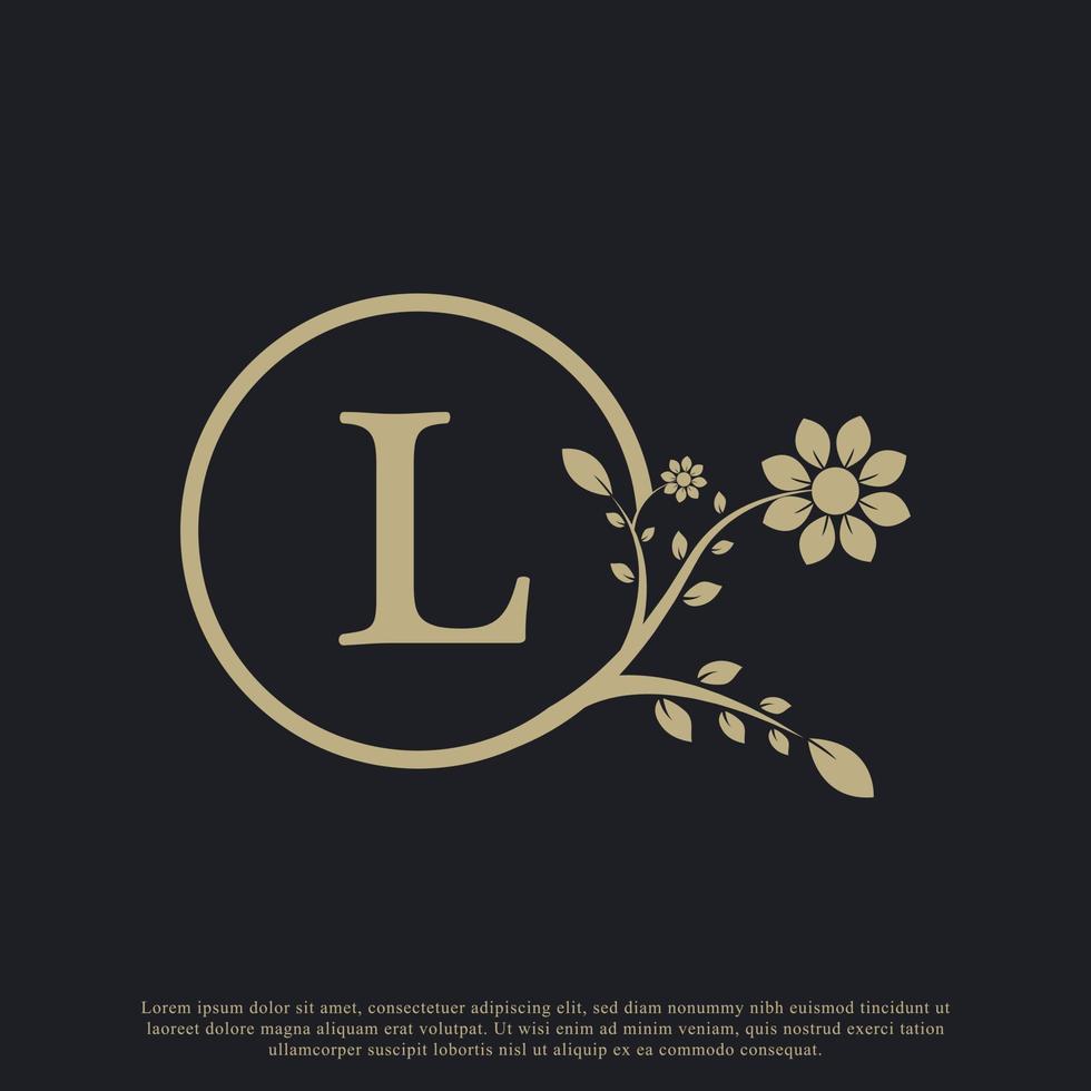 circulaire letter l monogram luxe logo sjabloon bloeit. geschikt voor natuurlijke, eco-, sieraden-, mode-, persoonlijke of zakelijke branding. vector
