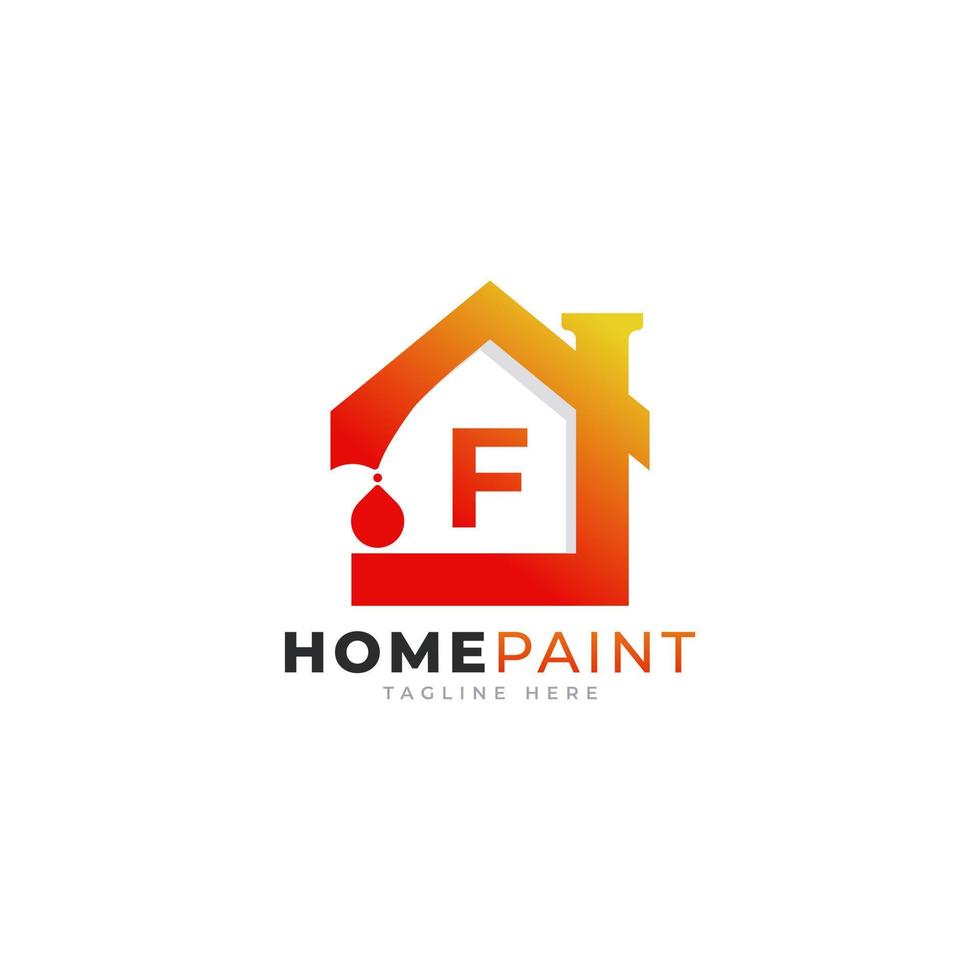 beginletter f huis verf onroerend goed logo ontwerp inspiratie vector