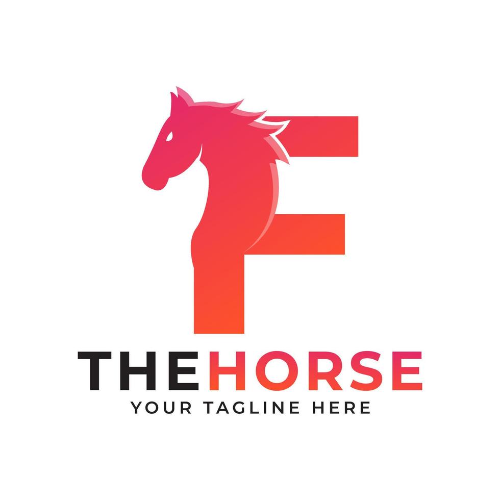 creatieve beginletter f met paard of hengst hoofd logo vector concept