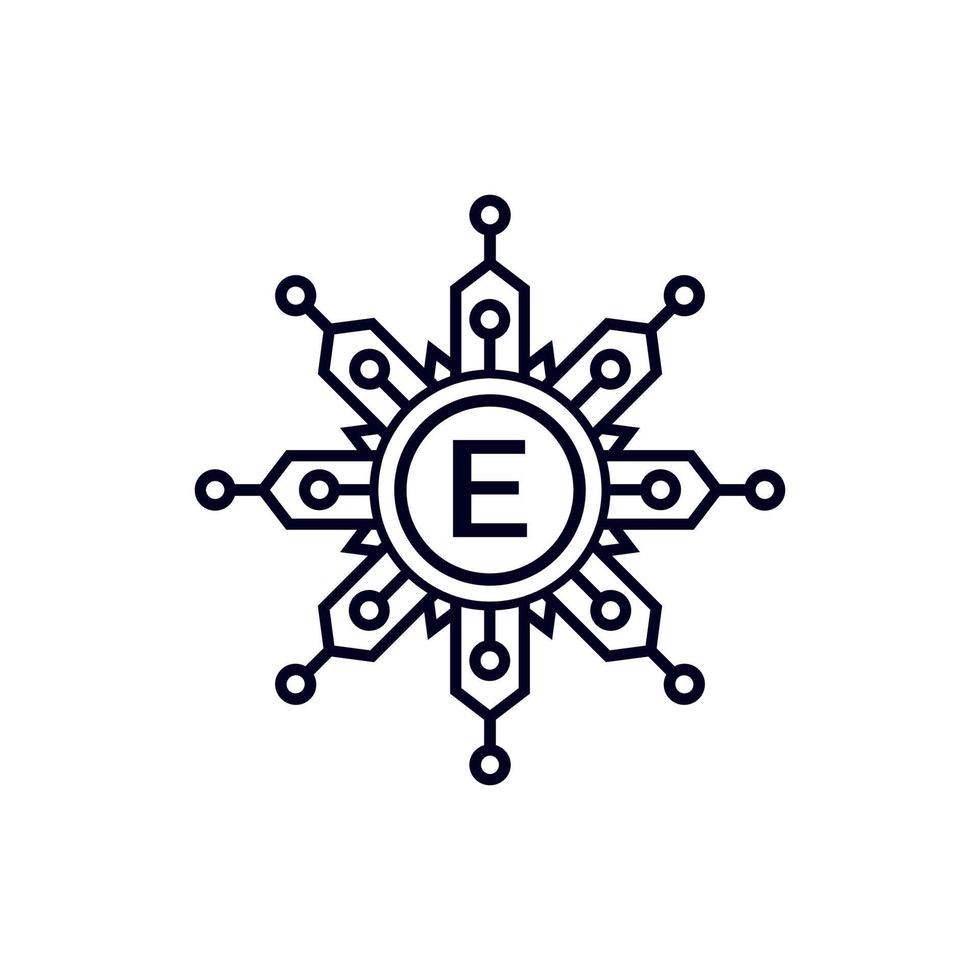 technologie eerste letter e cirkel logo-ontwerpelement sjabloon. vector