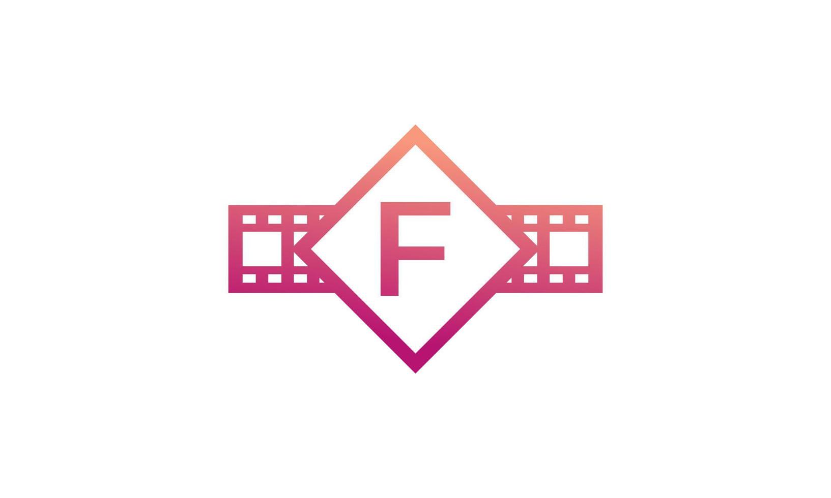 beginletter f vierkant met reel strepen filmstrip voor film film bioscoop productie studio logo inspiratie vector