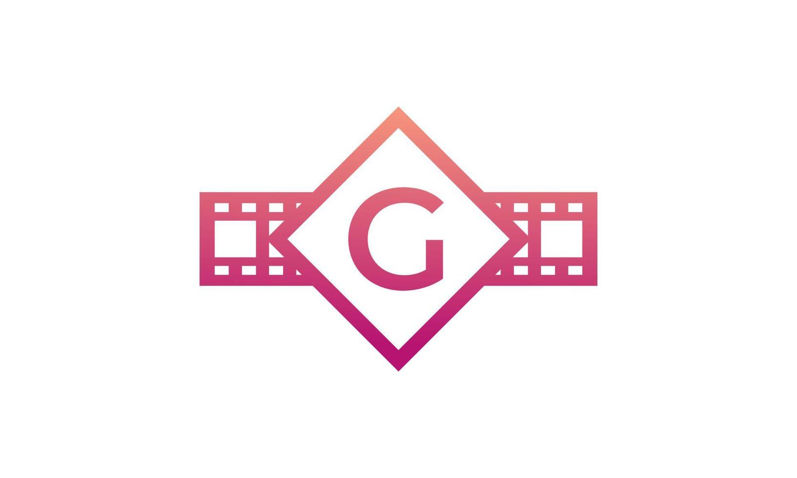 beginletter g vierkant met spoelstrepen filmstrip voor film film bioscoopproductie studio logo inspiratie vector