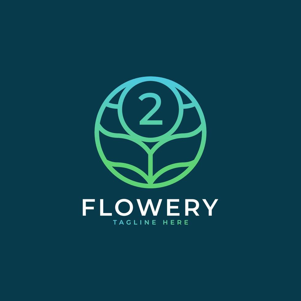 bloem nummer 2 logo-ontwerpelement sjabloon. eps10 vector