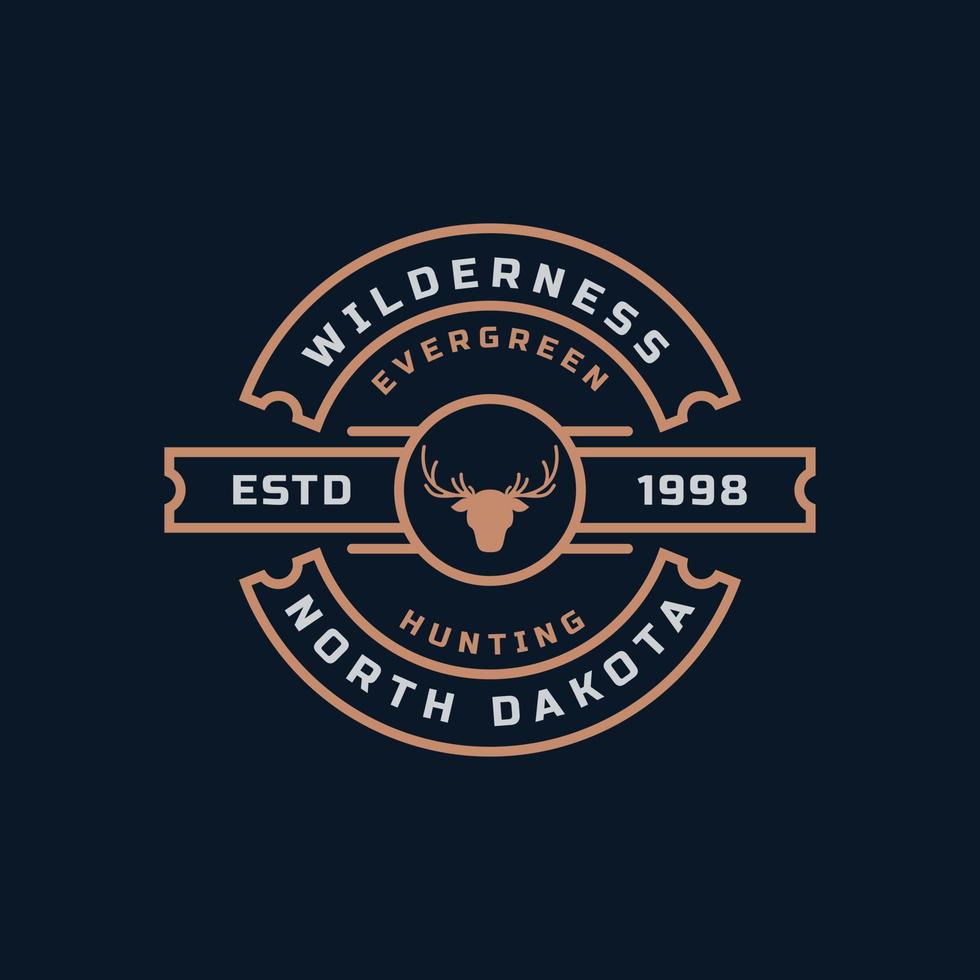 vintage retro badge voor herten rendieren gewei jacht logo embleem ontwerp symbool vector