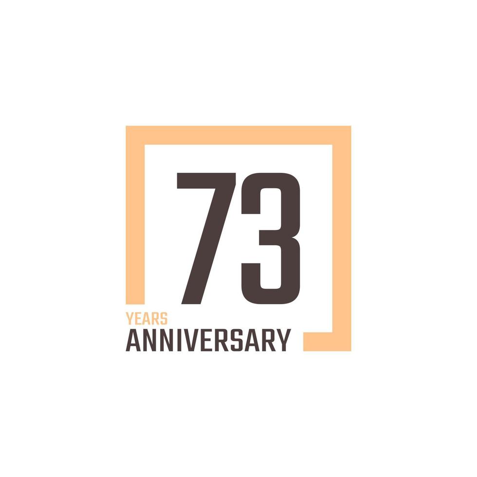 73-jarig jubileumfeest vector met vierkante vorm. de gelukkige verjaardagsgroet viert de illustratie van het sjabloonontwerp