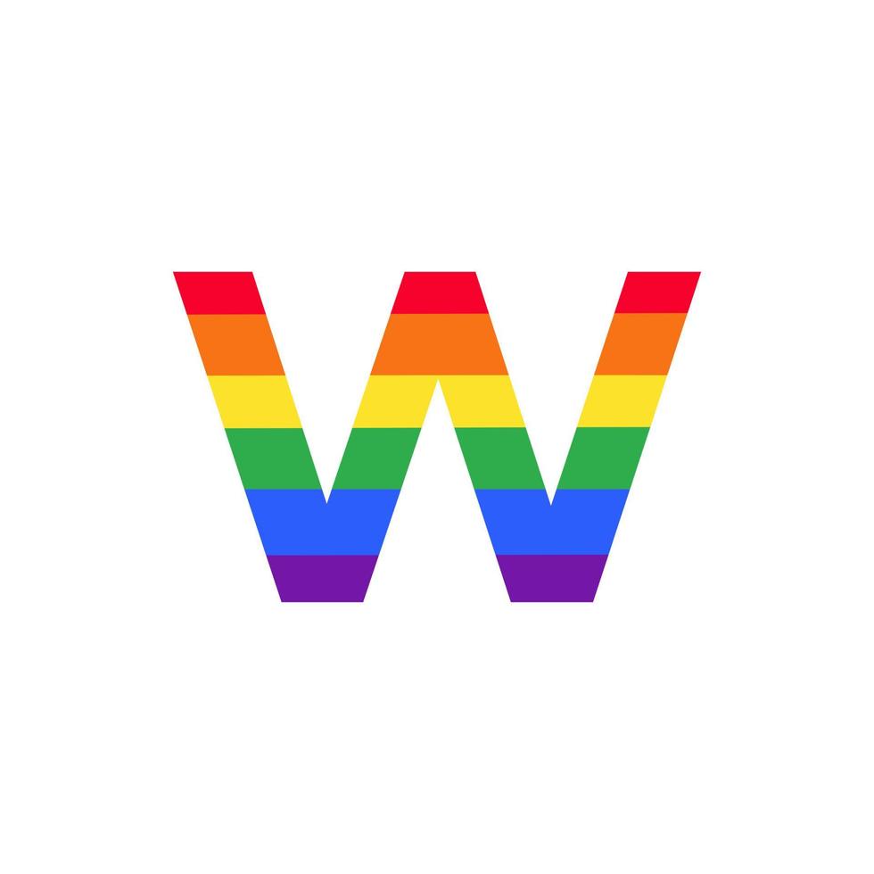 letter w gekleurd in regenboogkleuren logo-ontwerpinspiratie voor lgbt-concept vector