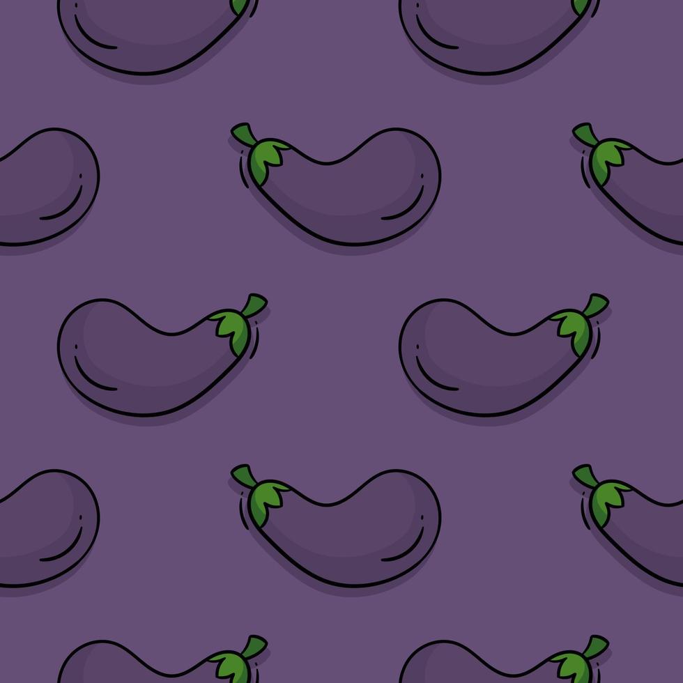 aubergine groente hand getekende naadloze patroon vector