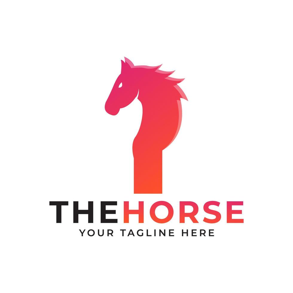creatieve beginletter i met paard of hengst hoofd logo vector concept