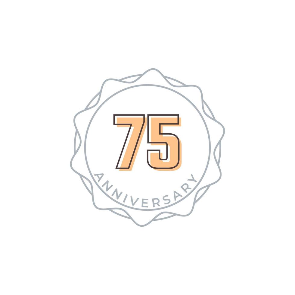 75 jaar verjaardag viering vector badge. de gelukkige verjaardagsgroet viert de illustratie van het sjabloonontwerp