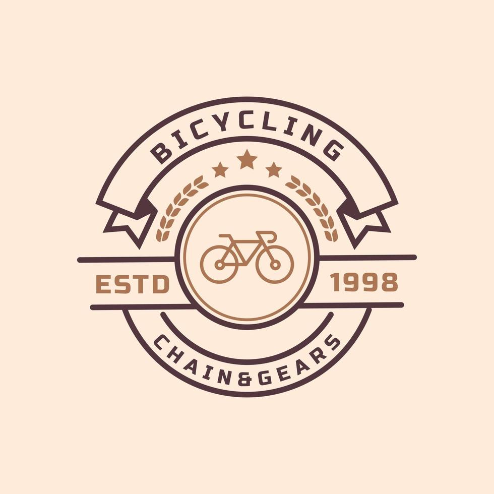 vintage retro badge voor fietsreparatie en diensten winkel logo embleem ontwerp symbool vector