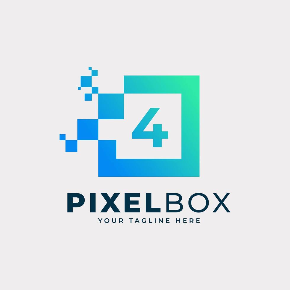 eerste nummer 4 digitale pixel logo-ontwerp. geometrische vorm met vierkante pixelpunten. bruikbaar voor bedrijfs- en technologielogo's vector