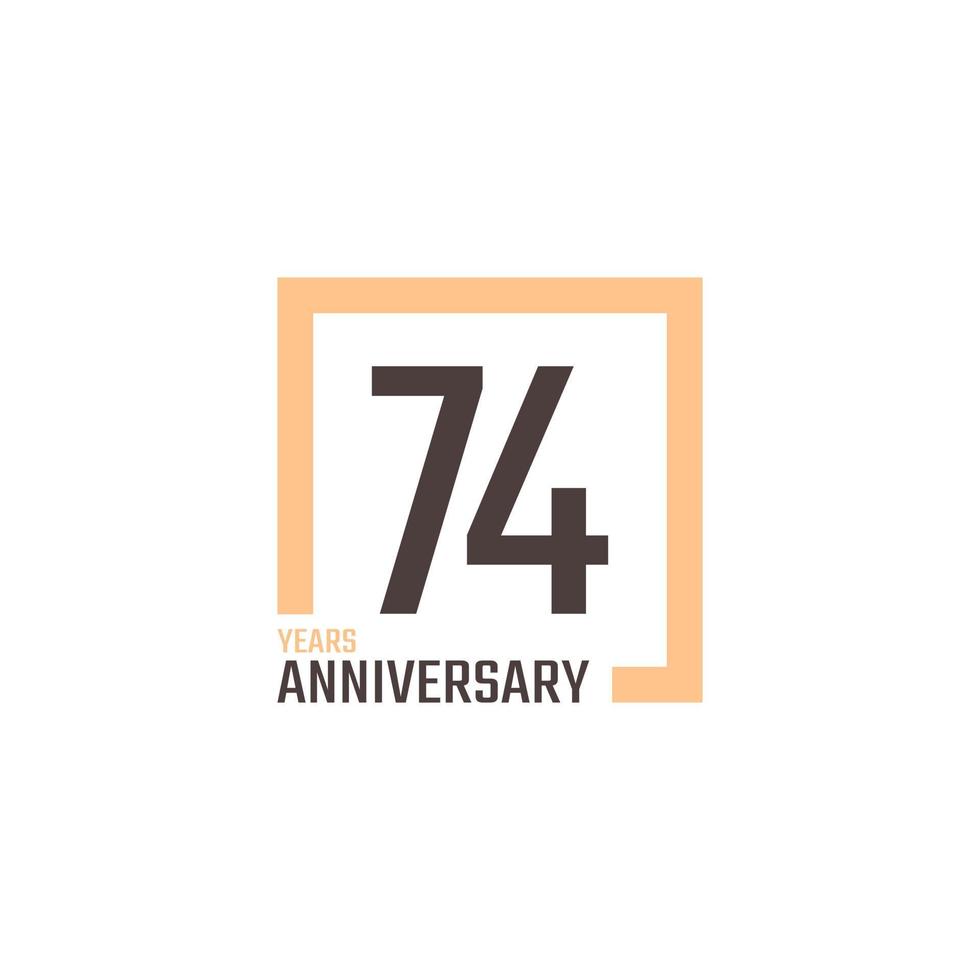 74-jarig jubileumfeest vector met vierkante vorm. de gelukkige verjaardagsgroet viert de illustratie van het sjabloonontwerp
