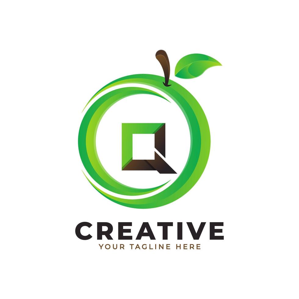 letter q-logo in vers oranje fruit met moderne stijl. merk identiteit logo's ontwerpen vector illustratie sjabloon