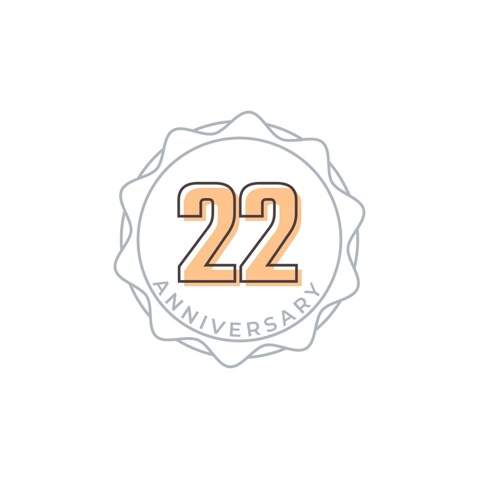 22 jaar verjaardag viering vector badge. de gelukkige verjaardagsgroet viert de illustratie van het sjabloonontwerp