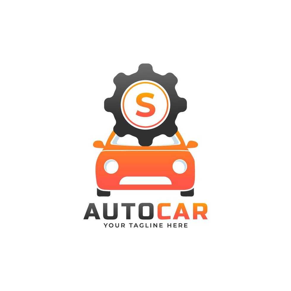 letter s met auto-onderhoudsvector. concept automotive logo-ontwerp van sportwagen. vector